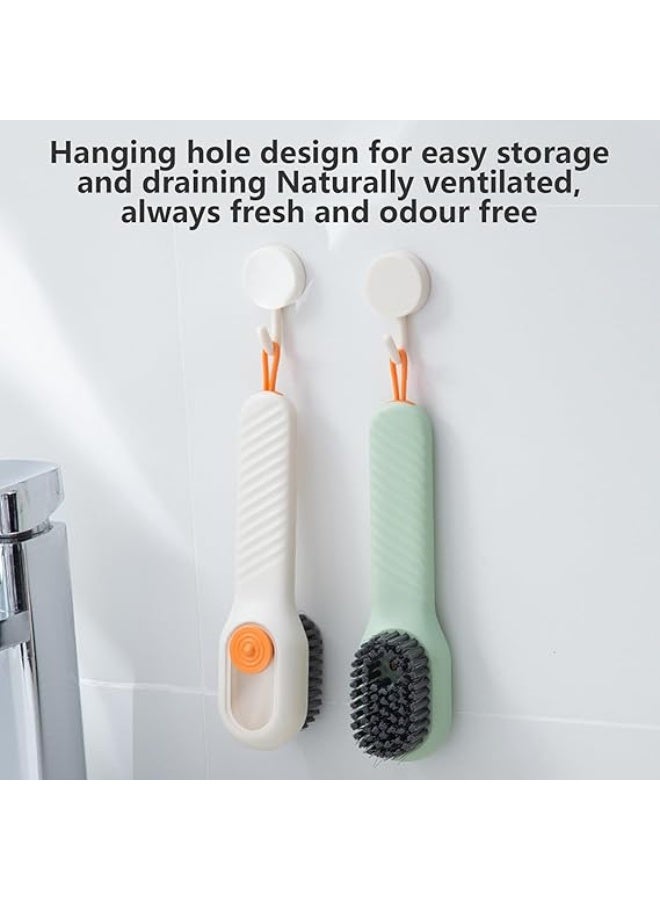 2Pcs Shoe Brush, Multifunctional Shoes Cleaning Brush with Liquid Box Scrubbing Brushes with Handle Soft Bristle Multi-Surface Cleaning Tool for Boot Sneaker Clothes Household Use Bathroom Kitchen - Image 3
